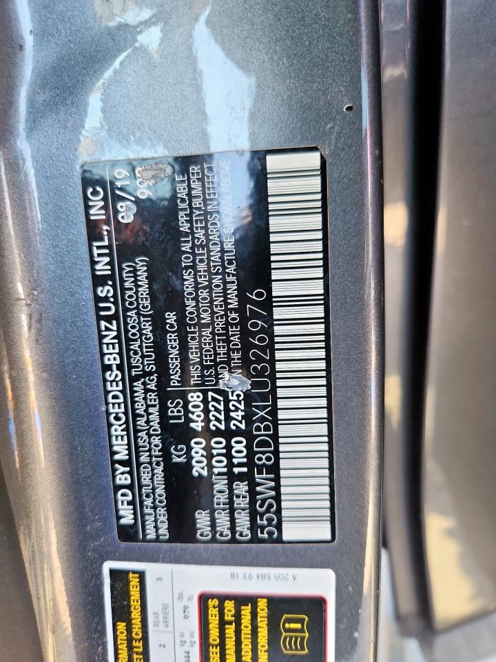 2020 Mercedes-Benz C 300 VIN: 55SWF8DBXLU326976 Lot: 71596965