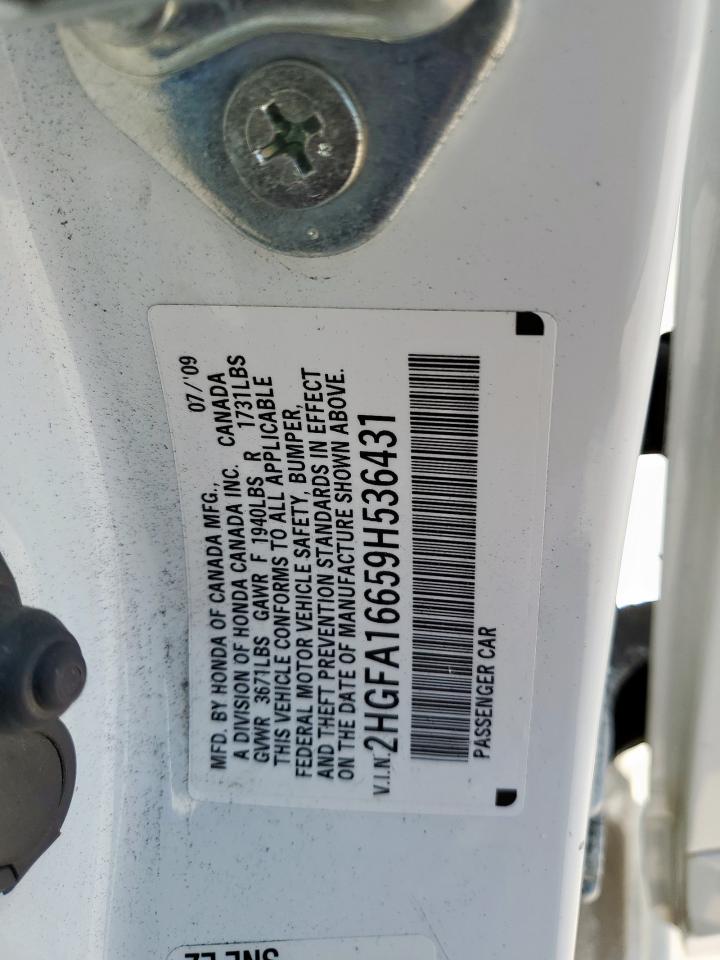 2009 Honda Civic Lx-S VIN: 2HGFA16659H536431 Lot: 81759375