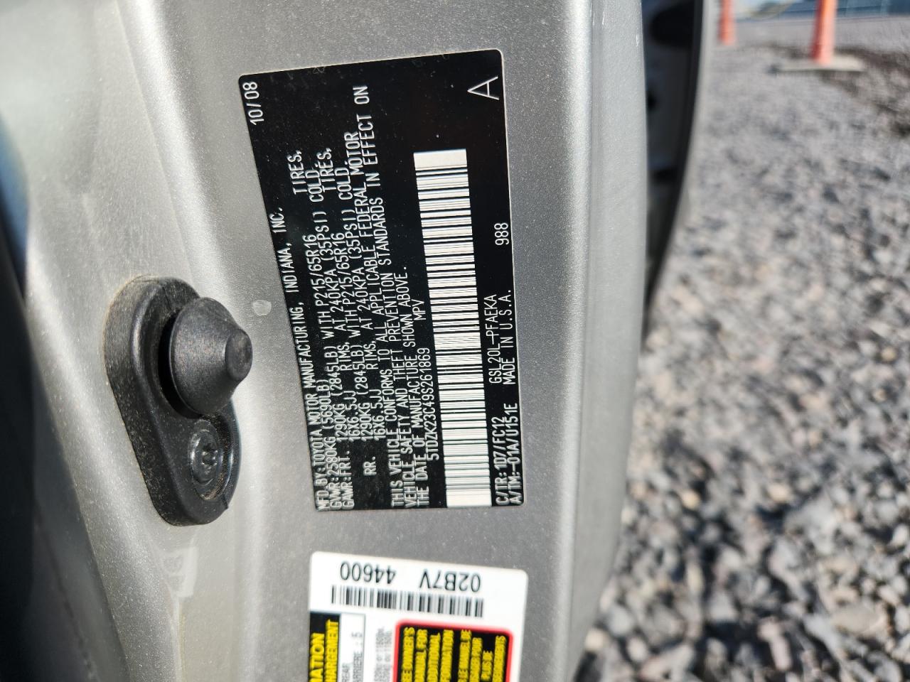 2009 Toyota Sienna Ce VIN: 5TDZK23C49S261869 Lot: 81379945