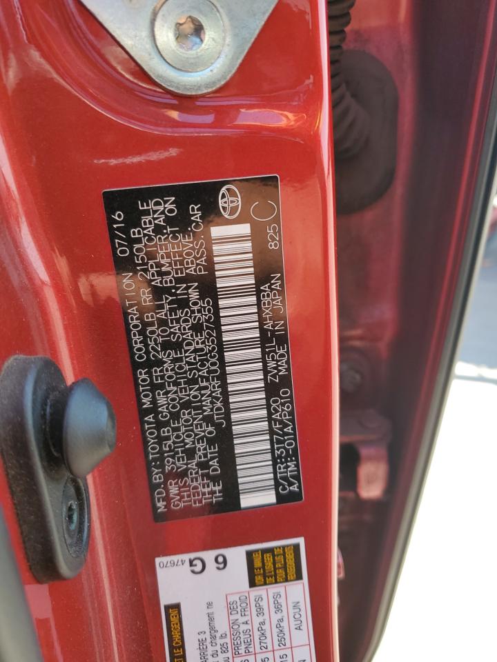 2016 Toyota Prius VIN: JTDKARFU0G3527355 Lot: 71540475