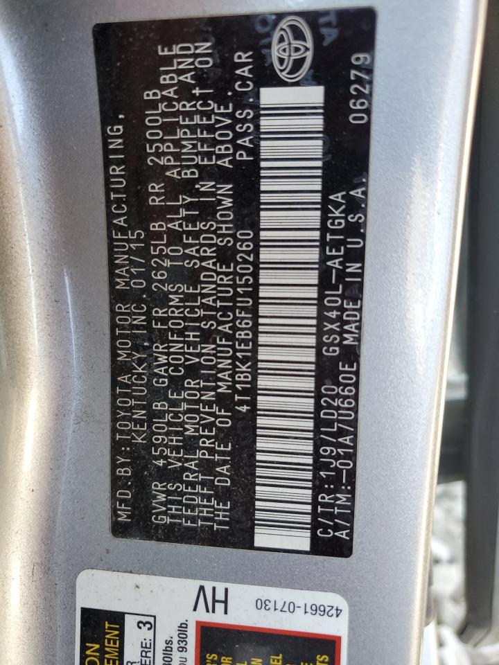 2015 Toyota Avalon Xle VIN: 4T1BK1EB6FU150260 Lot: 80408045