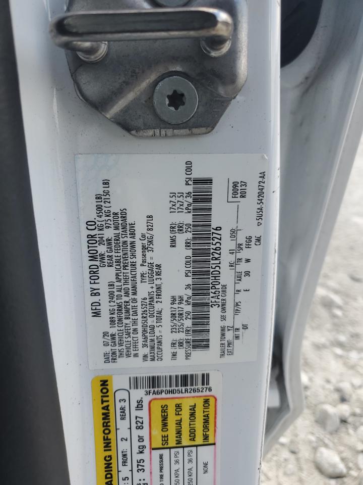 2020 Ford Fusion Se VIN: 3FA6P0HD5LR265276 Lot: 81195795