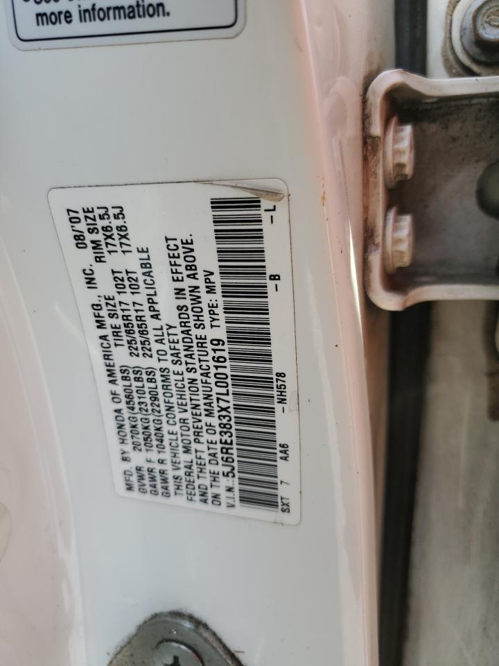 2007 Honda Cr-V Lx VIN: 5J6RE383X7L001619 Lot: 80666835