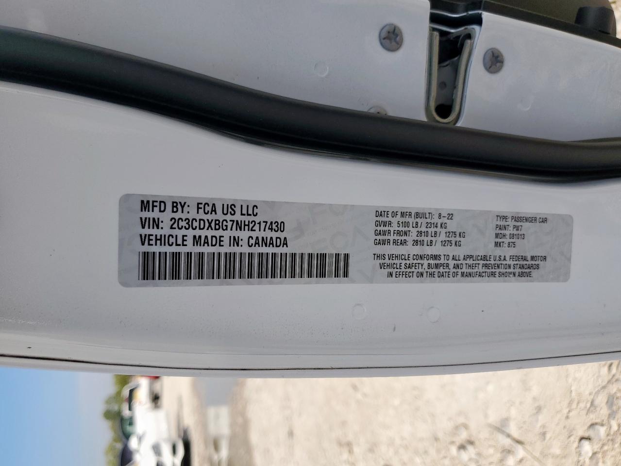 2022 Dodge Charger Sxt VIN: 2C3CDXBG7NH217430 Lot: 82038695