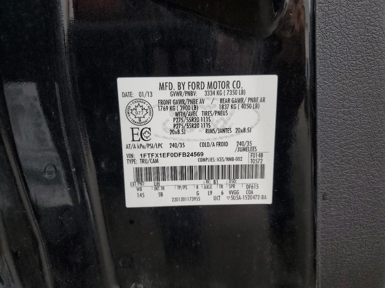 2013 Ford F150 Super Cab VIN: 1FTFX1EF0DFB24569 Lot: 81197815