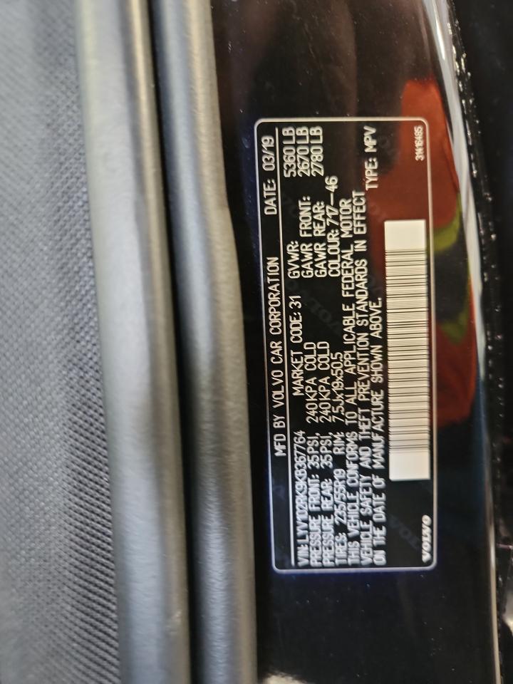 2019 Volvo Xc60 T5 VIN: LYV102RK9KB367764 Lot: 71990625