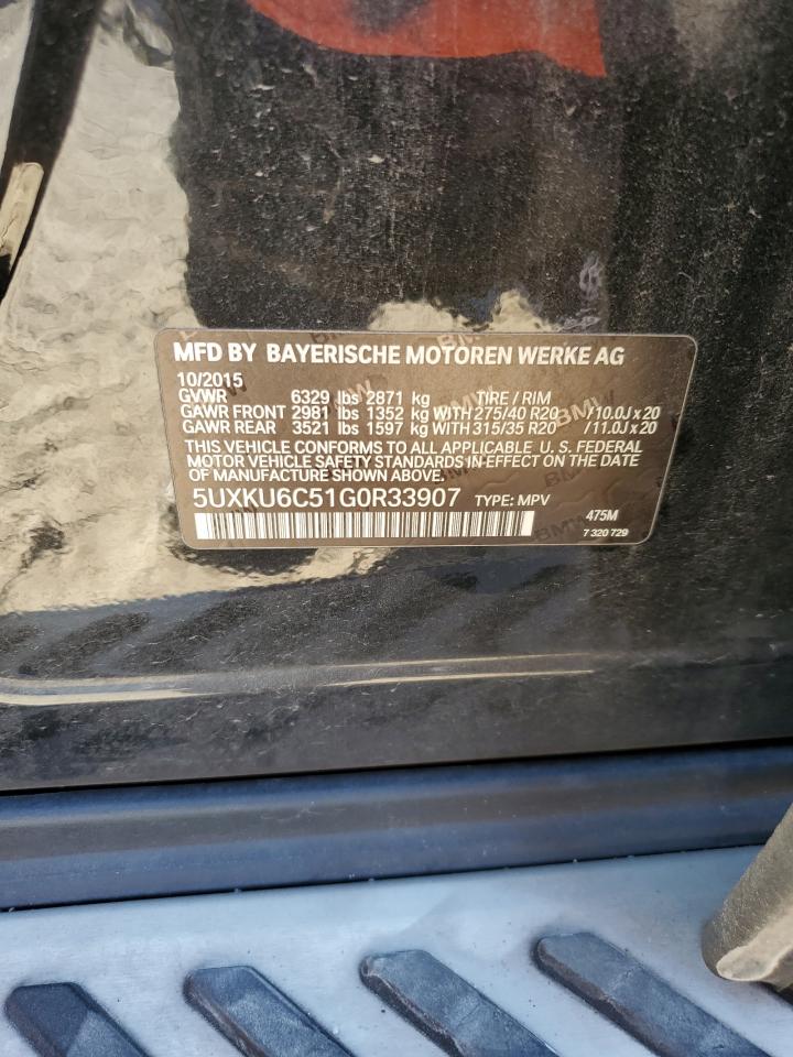2016 BMW X6 xDrive50I VIN: 5UXKU6C51G0R33907 Lot: 71835905