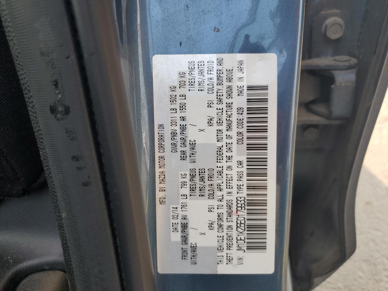 2014 Mazda Mazda2 Sport VIN: JM1DE1KZ6E0179933 Lot: 72093095