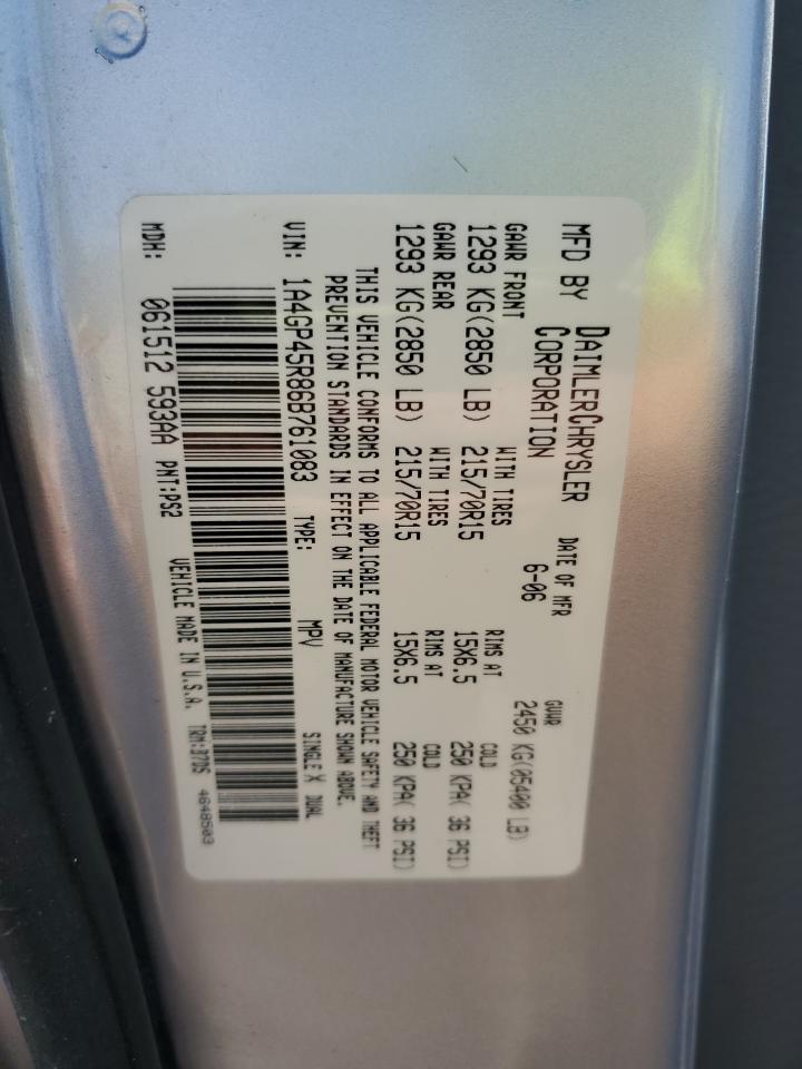 2006 Chrysler Town & Country VIN: 1A4GP45R86B761083 Lot: 81666105