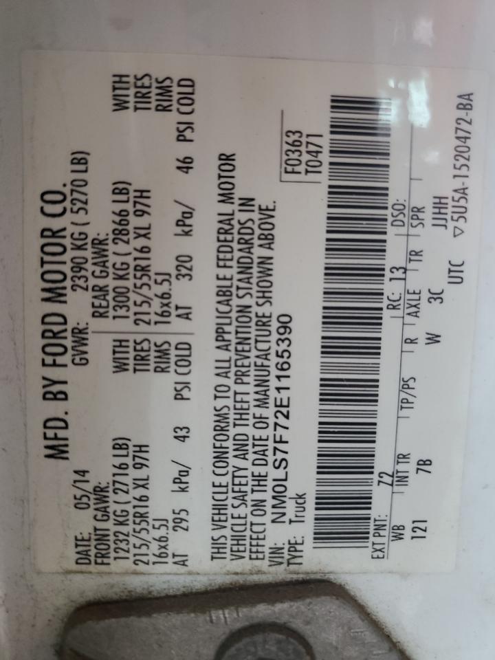 2014 Ford Transit Connect Xlt VIN: NM0LS7F72E1165390 Lot: 80849155