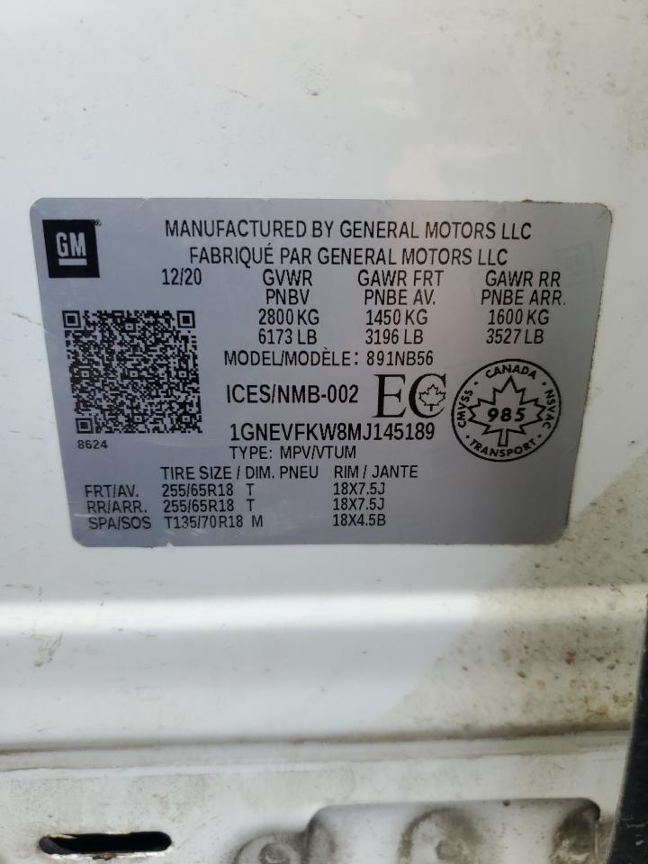 2021 Chevrolet Traverse Ls VIN: 1GNEVFKW8MJ145189 Lot: 71103995