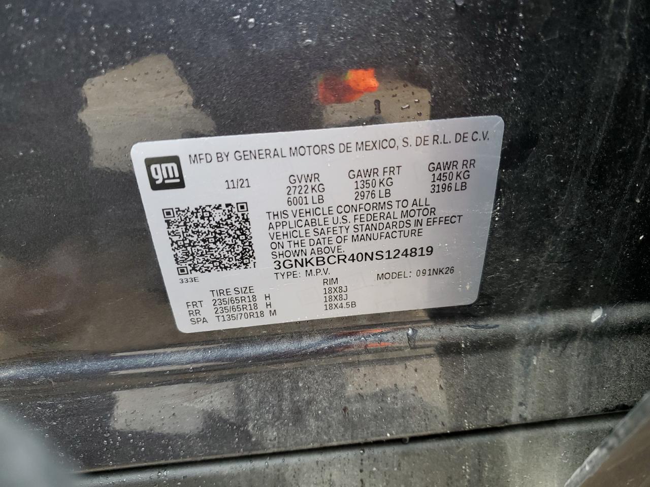 2022 Chevrolet Blazer 2Lt VIN: 3GNKBCR40NS124819 Lot: 71217045