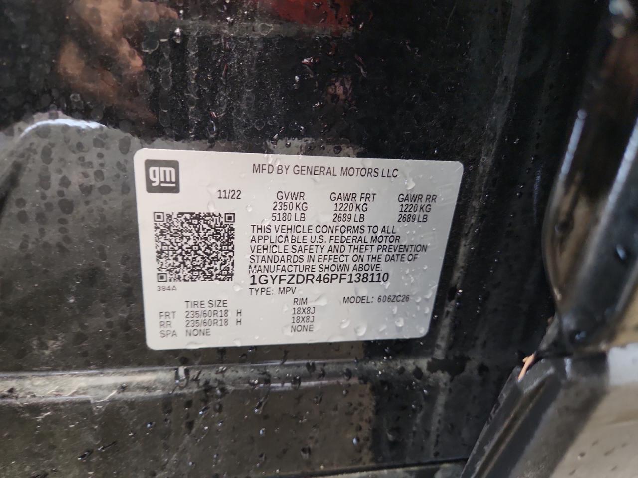 2023 Cadillac Xt4 Premium Luxury VIN: 1GYFZDR46PF138110 Lot: 80181255