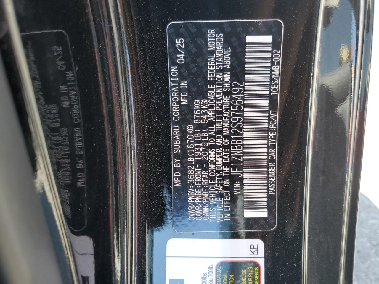 2025 Toyota Gr 86 VIN: JF1ZNBB12S9756492 Lot: 80608255