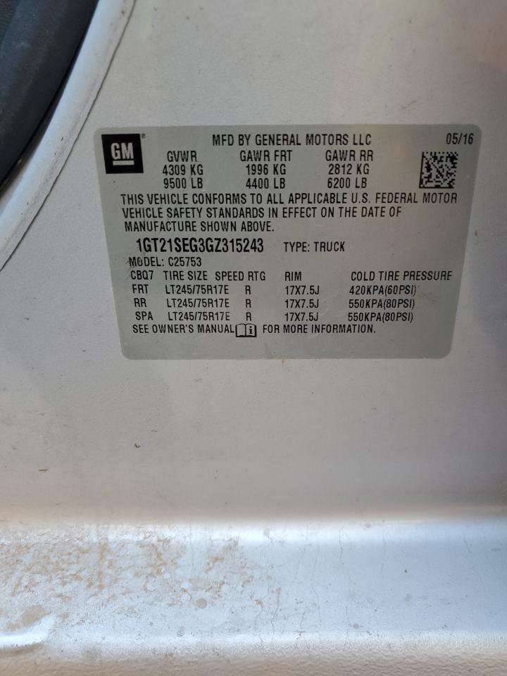 2016 GMC Sierra C2500 Sle VIN: 1GT21SEG3GZ315243 Lot: 71125825