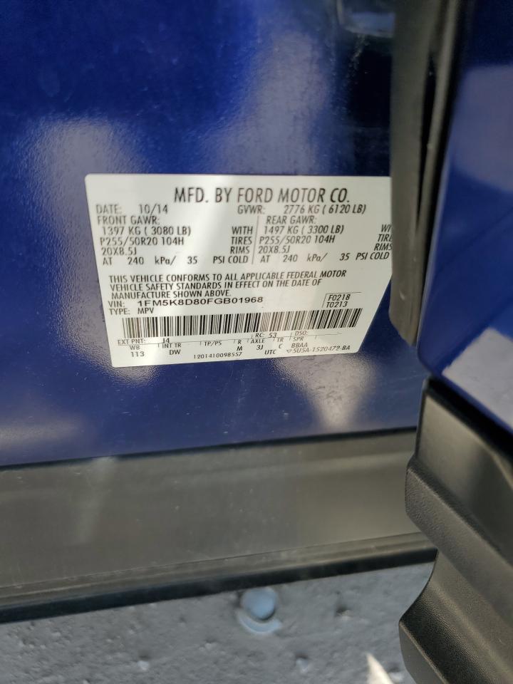 2015 Ford Explorer Xlt VIN: 1FM5K8D80FGB01968 Lot: 81851695