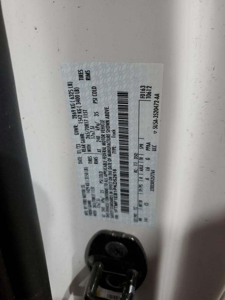 2023 Ford F150 VIN: 1FTMF1EB1PKD52616 Lot: 80675155