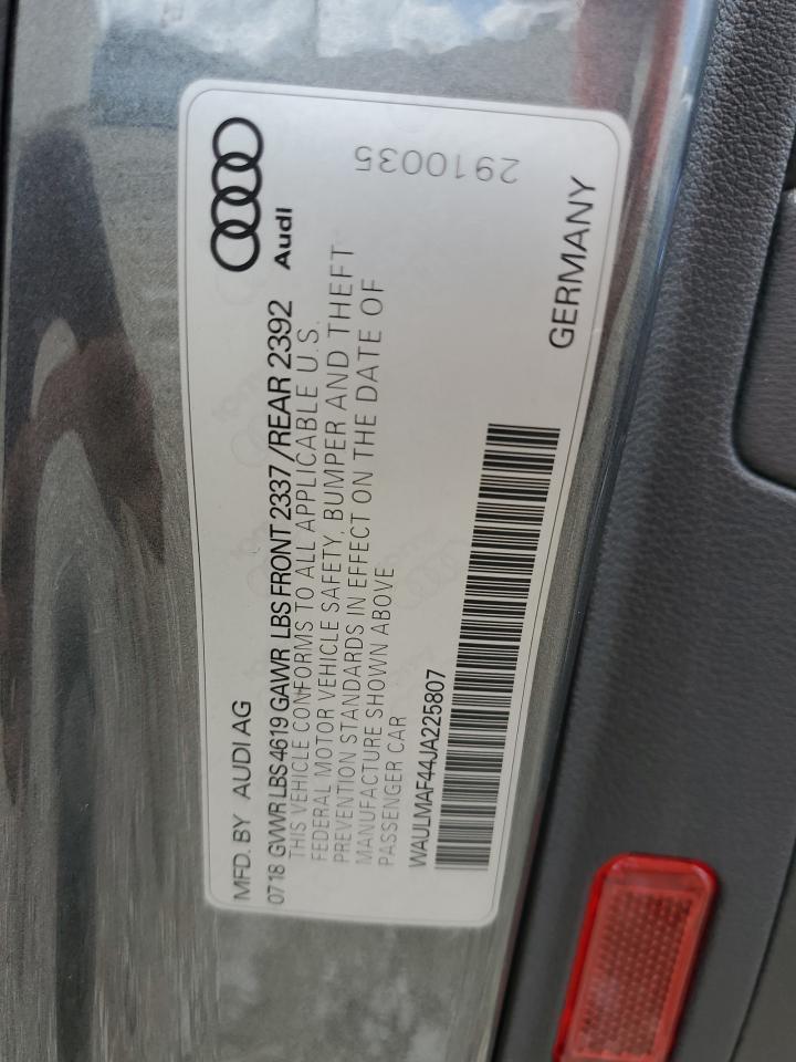 2018 Audi A4 Premium Plus VIN: WAULMAF44JA225807 Lot: 81559695