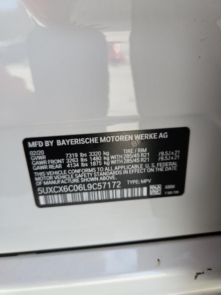 2020 BMW X7 M50I VIN: 5UXCX6C06L9C57172 Lot: 80154365