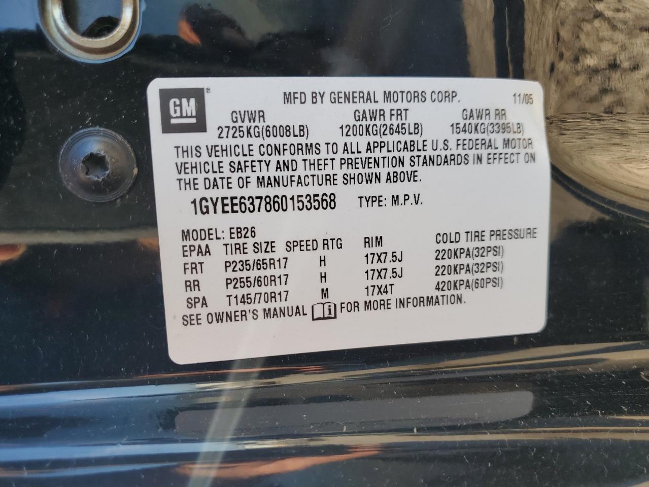 2006 Cadillac Srx VIN: 1GYEE637860153568 Lot: 80483105