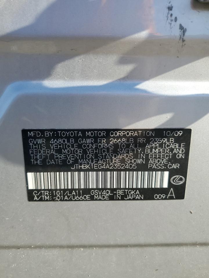 2010 Lexus Es 350 VIN: JTHBK1EG4A2352405 Lot: 84626645