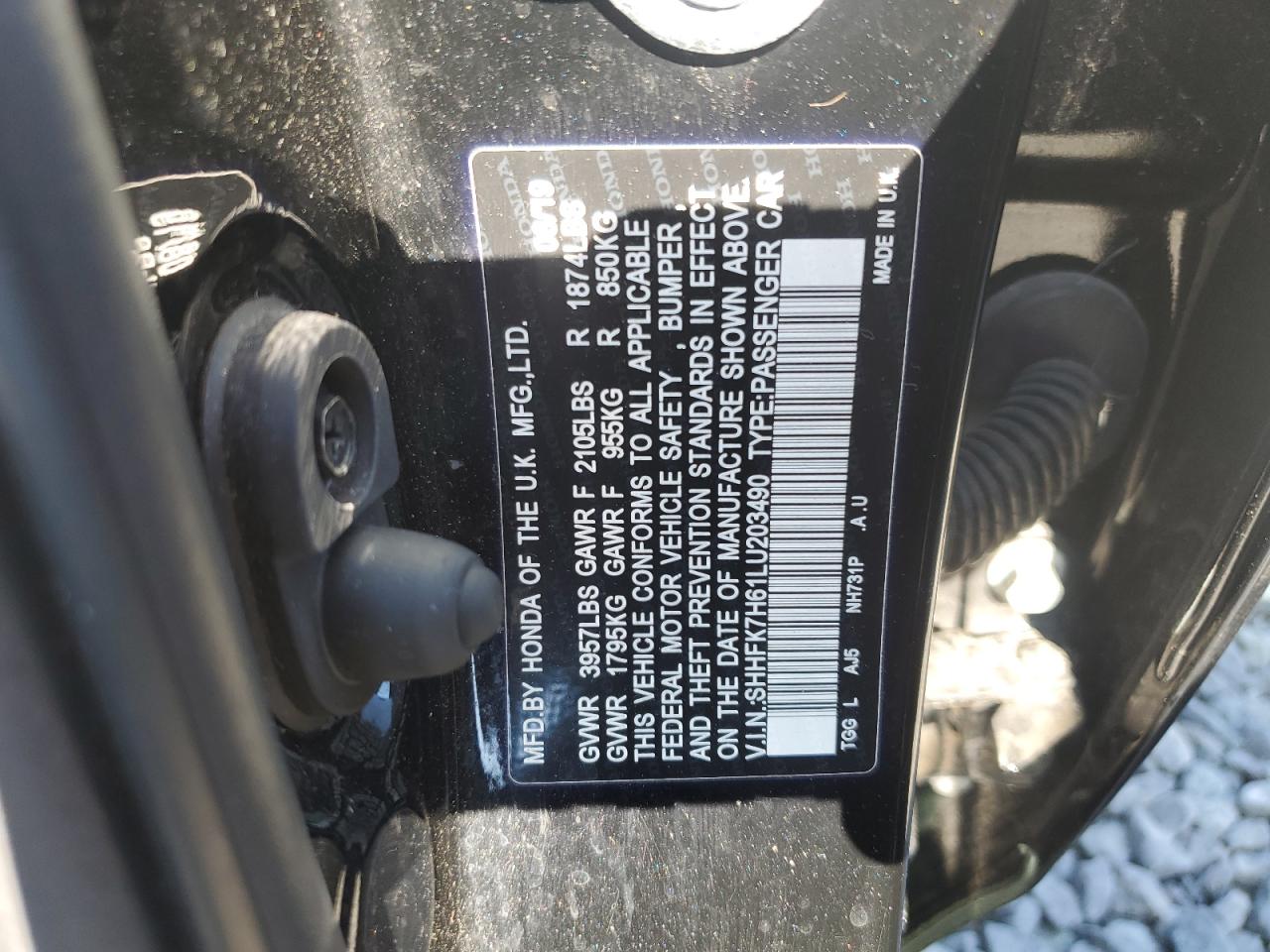 2020 Honda Civic Ex VIN: SHHFK7H61LU203490 Lot: 70634525