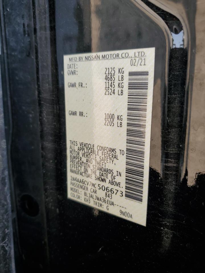 2021 Nissan Maxima Sv VIN: 1N4AA6CV7MC506673 Lot: 71456755