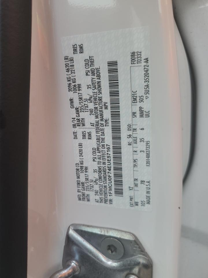 2014 Ford Escape S VIN: 1FMCU0F74EUE57167 Lot: 81175305