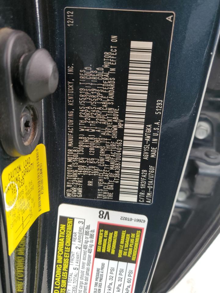 2013 Toyota Venza Le VIN: 4T3BA3BB7DU040163 Lot: 80359495