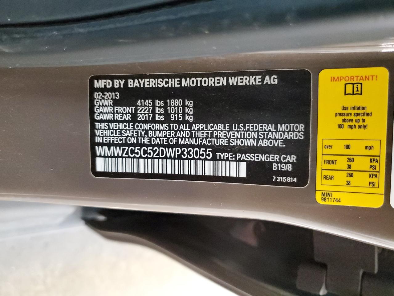 2013 Mini Cooper S Countryman VIN: WMWZC5C52DWP33055 Lot: 80901345