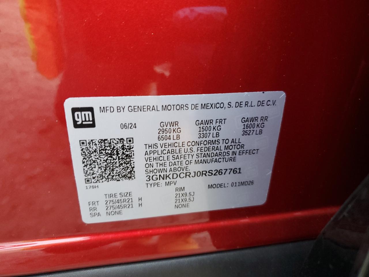 2024 Chevrolet Blazer Rs VIN: 3GNKDCRJ0RS267761 Lot: 84049735