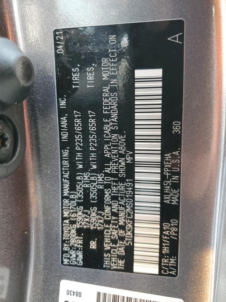 2021 Toyota Sienna Le VIN: 5TDKSKFC2MS019491 Lot: 71558245