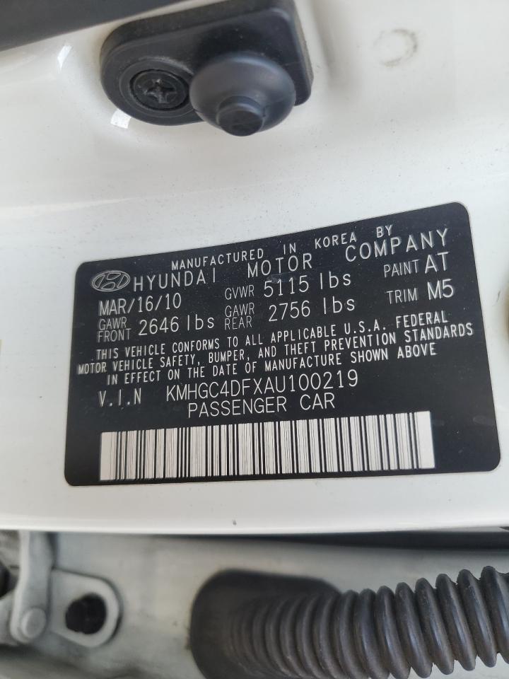 2010 Hyundai Genesis 4.6L VIN: KMHGC4DFXAU100219 Lot: 80756865