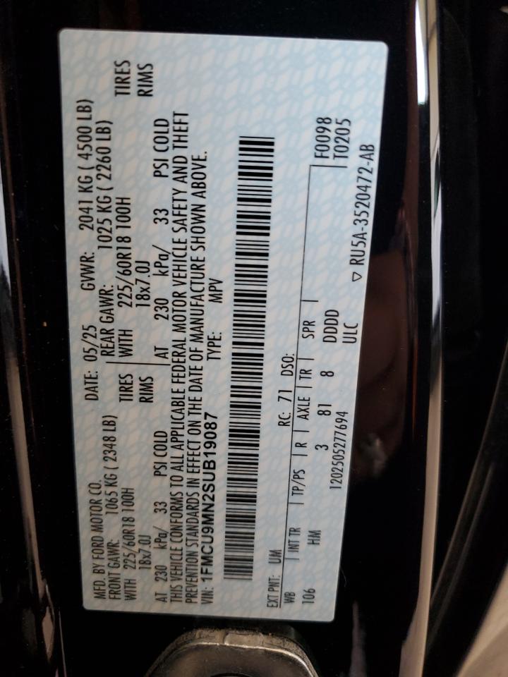 2025 Ford Escape St Line VIN: 1FMCU9MN2SUB19087 Lot: 81495205