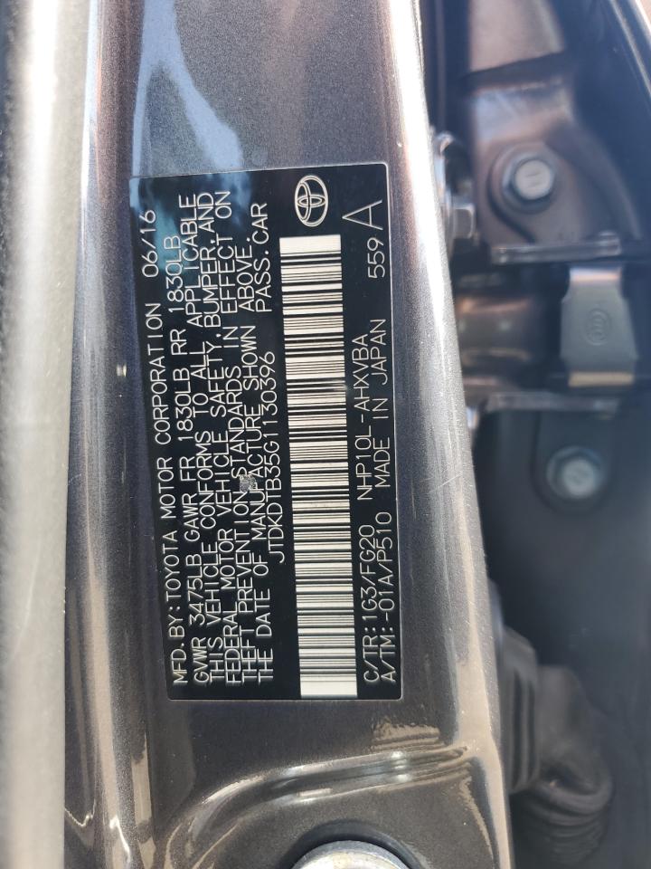 2016 Toyota Prius C VIN: JTDKDTB35G1130396 Lot: 80452205