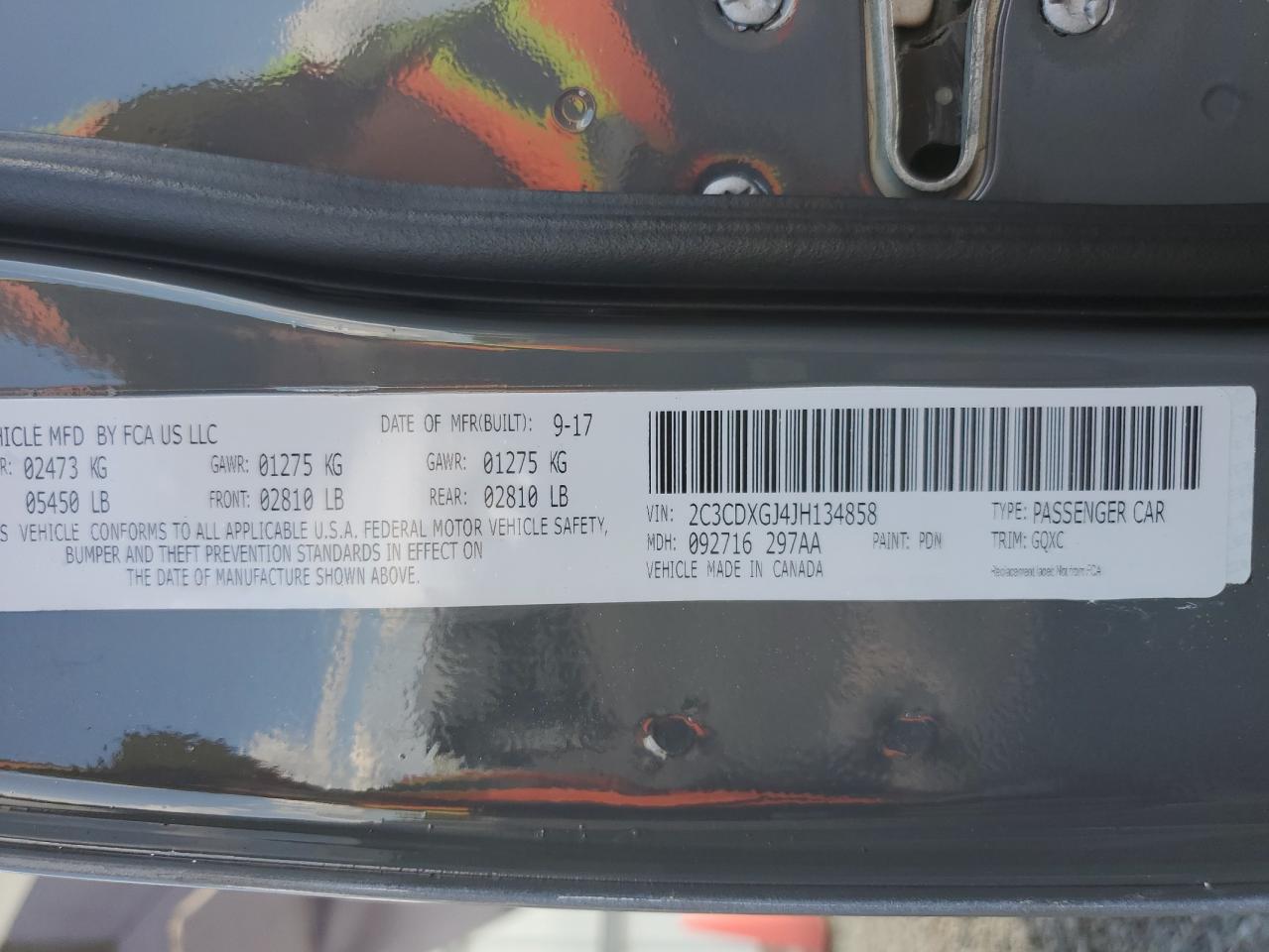 2018 Dodge Charger R/T 392 VIN: 2C3CDXGJ4JH134858 Lot: 81496965