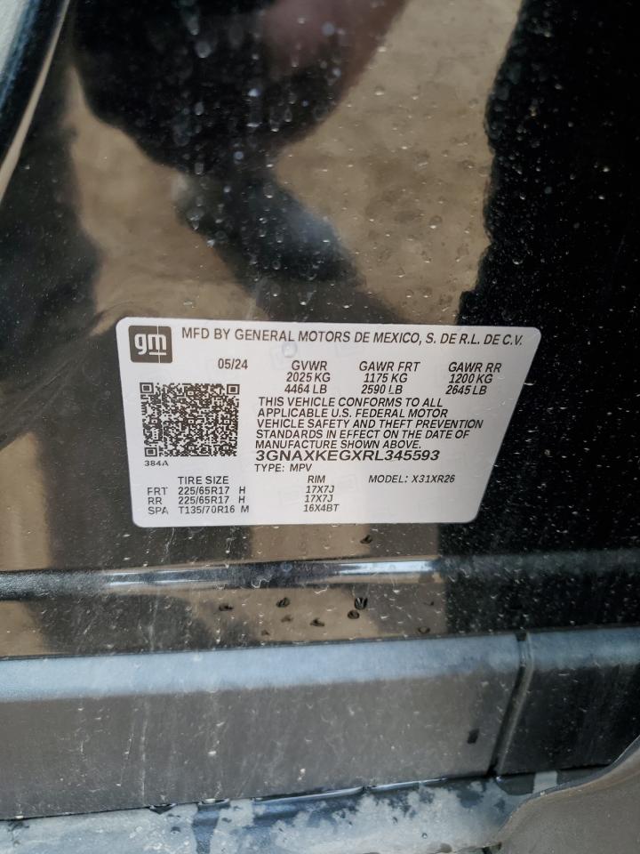 2024 Chevrolet Equinox Lt VIN: 3GNAXKEGXRL345593 Lot: 72097235