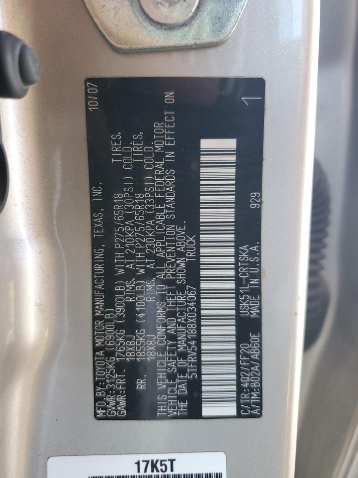 2008 Toyota Tundra Double Cab VIN: 5TFRV54188X034067 Lot: 81219245