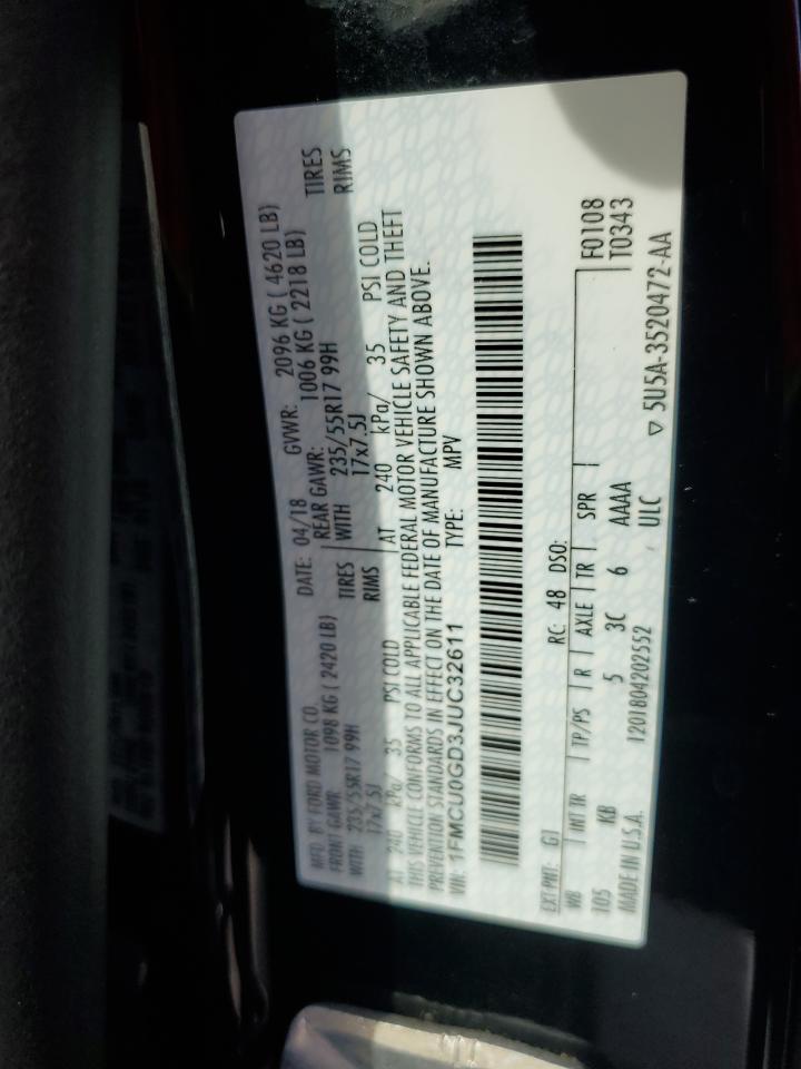 2018 Ford Escape Se VIN: 1FMCU0GD3JUC32611 Lot: 81384495