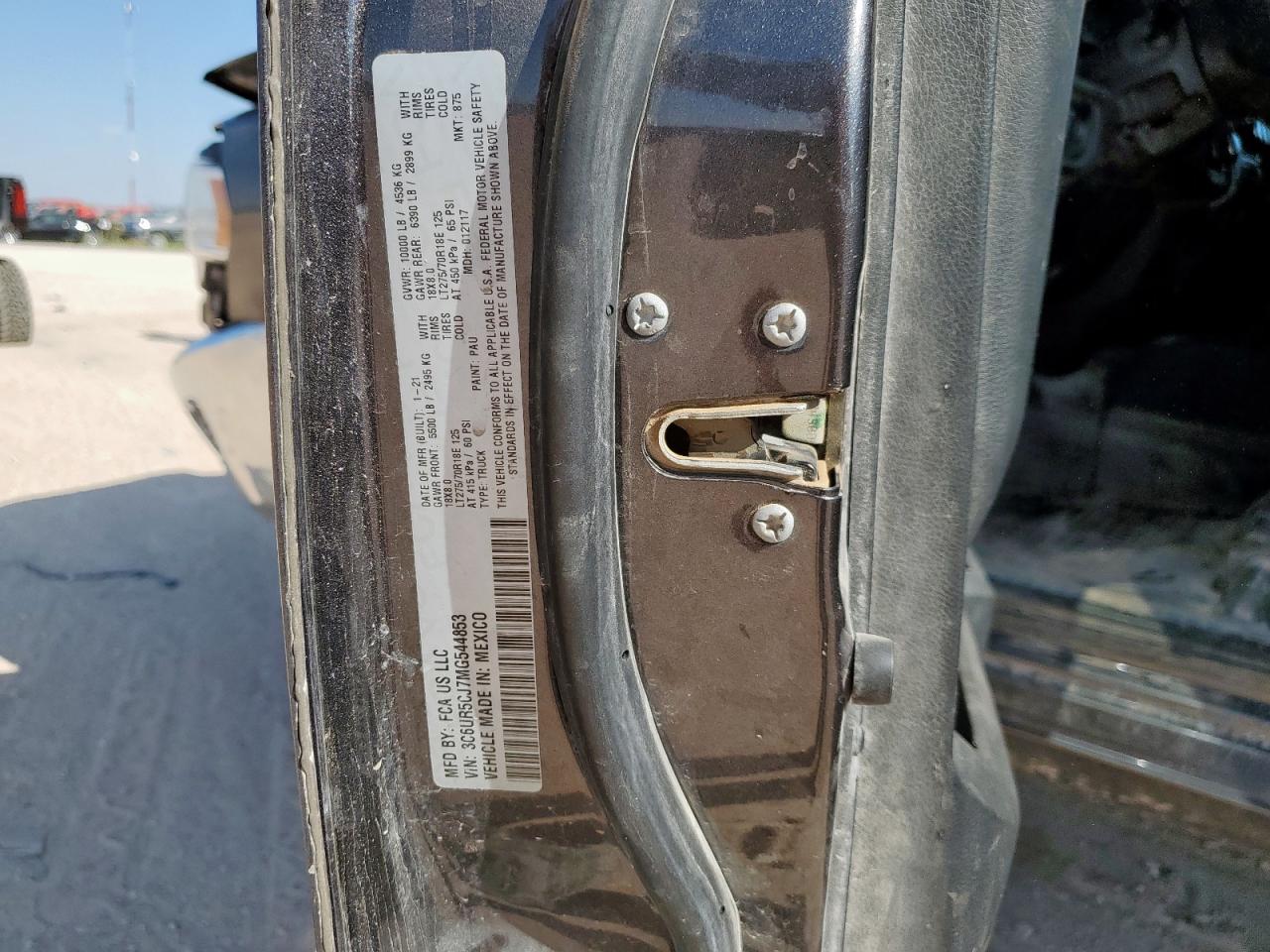 2021 Ram 2500 Tradesman VIN: 3C6UR5CJ7MG544853 Lot: 71615775