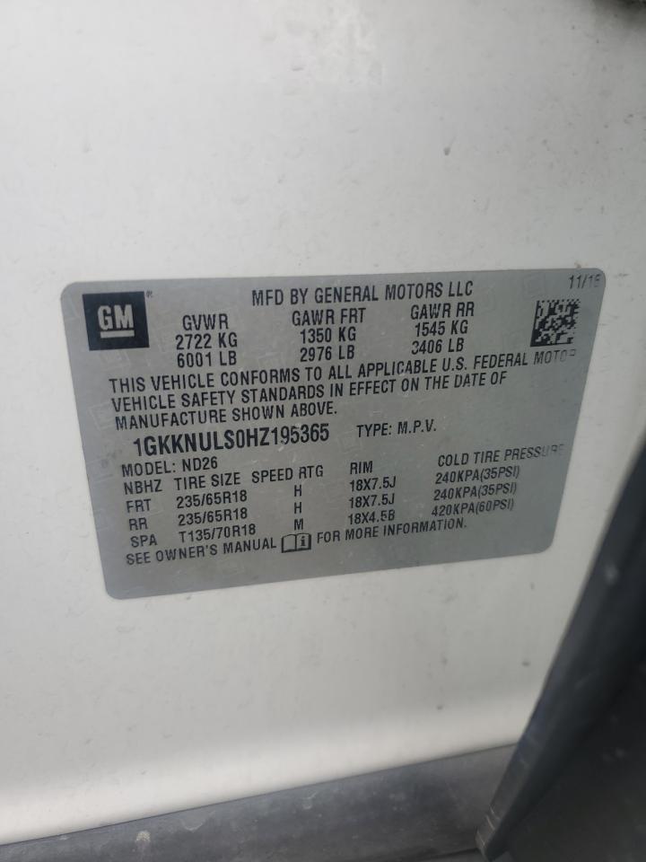 2017 GMC Acadia Slt-1 VIN: 1GKKNULS0HZ195365 Lot: 83946665