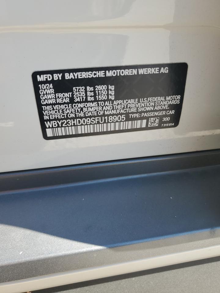 2025 BMW I4 Edrive 40 VIN: WBY23HD09SFU18905 Lot: 80696355