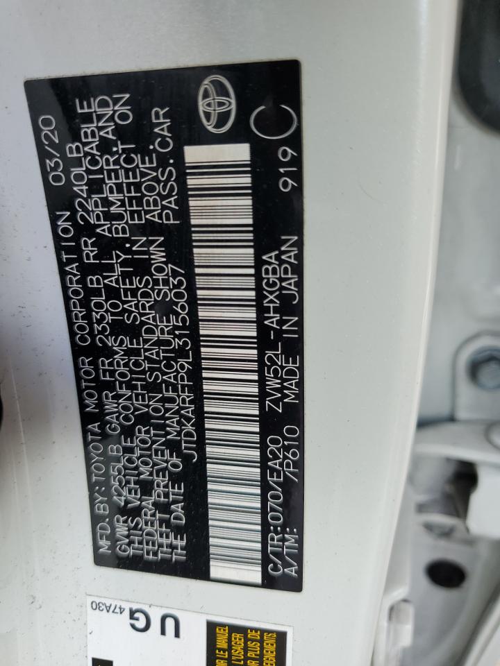 2020 Toyota Prius Prime Le VIN: JTDKARFP9L3156037 Lot: 81421535