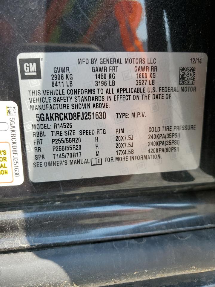 2015 Buick Enclave VIN: 5GAKRCKD8FJ251630 Lot: 80338245