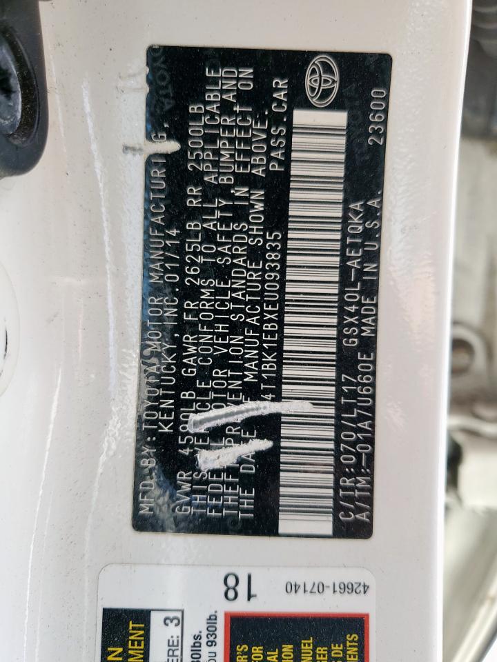 2014 Toyota Avalon Base VIN: 4T1BK1EBXEU093835 Lot: 80499735