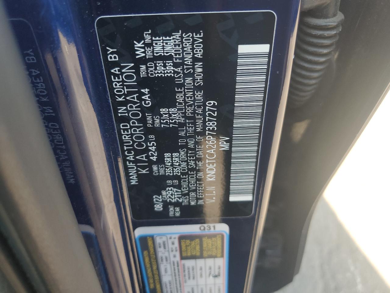 2023 Kia Seltos Sx VIN: KNDETCA26P7387279 Lot: 80052985