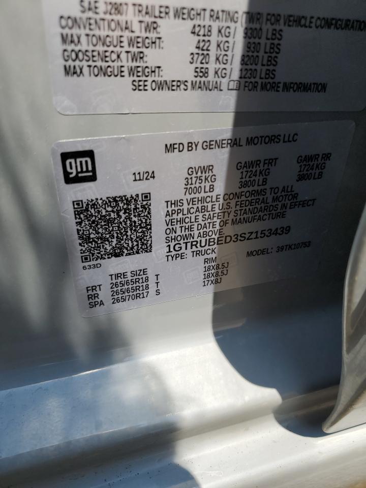 2025 GMC Sierra K1500 Sle VIN: 1GTRUBED3SZ153439 Lot: 80093265