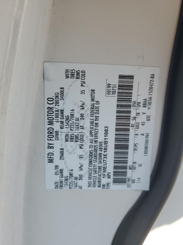 2008 Ford Explorer Xlt VIN: 1FMEU73E18UB11683 Lot: 80699135