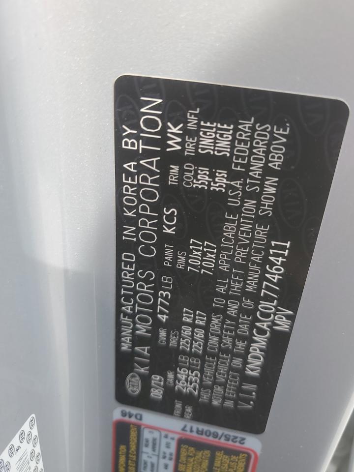 2020 Kia Sportage Lx VIN: KNDPMCAC0L7746411 Lot: 80187225