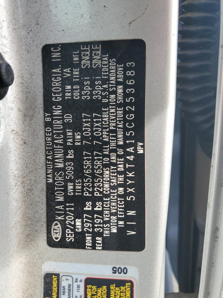 2012 Kia Sorento Base VIN: 5XYKT4A15CG253683 Lot: 71968185